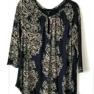 Lucky Brand Black & Beige Blouse M